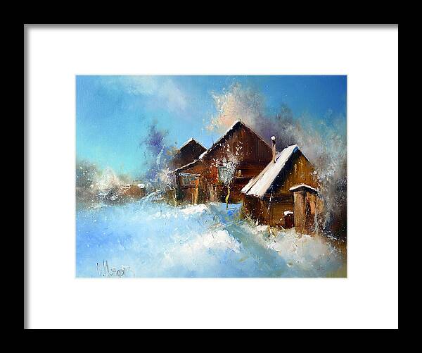Russian Artists New Wave Framed Print featuring the painting Winter Cortyard by Igor Medvedev