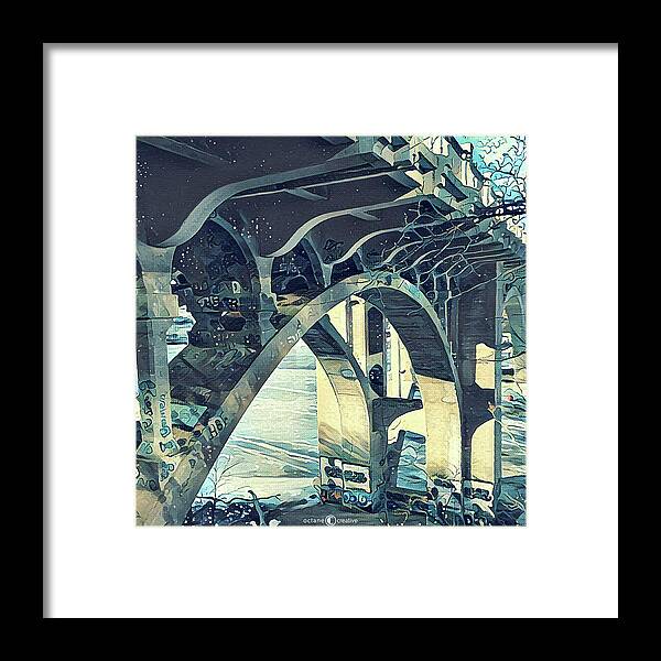 Ford Bridge Framed Print featuring the painting Winter Ford Bridge by Tim Nyberg
