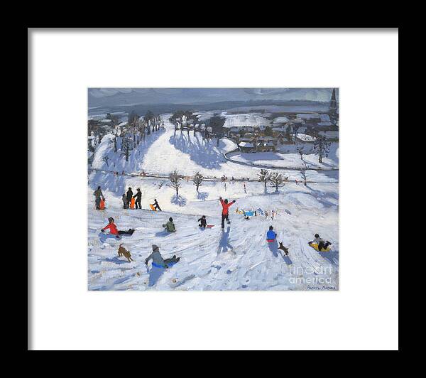Winter Fun Framed Print featuring the painting Winter Fun by Andrew Macara