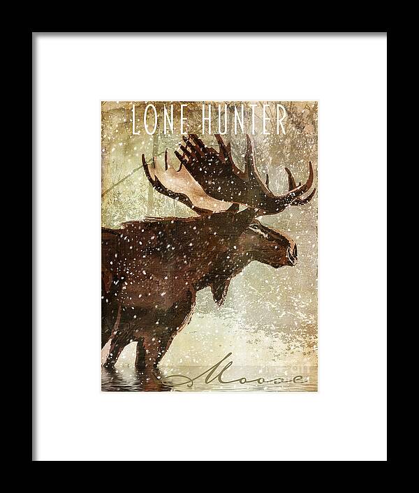 Winter Game Framed Print featuring the painting Winter Game Moose by Mindy Sommers
