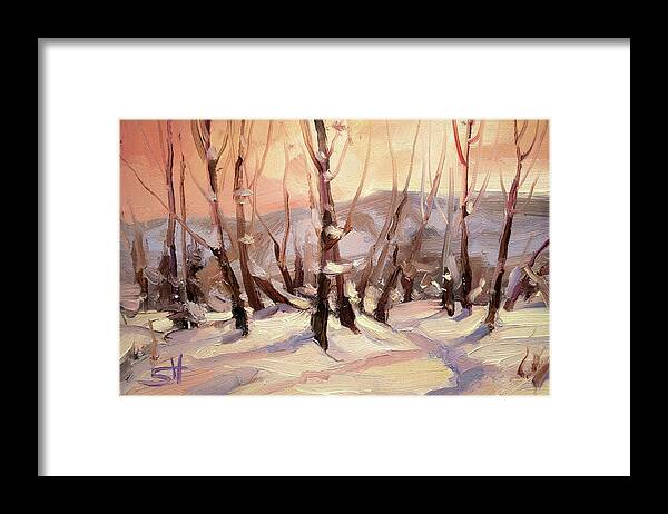 Winter Framed Print featuring the painting Winter Grove by Steve Henderson