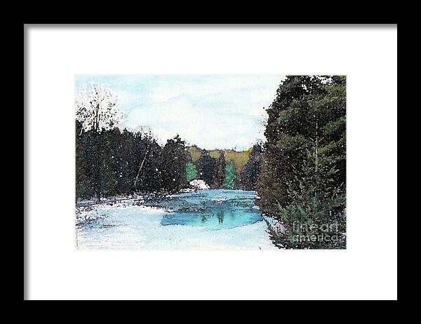 River Framed Print featuring the mixed media Winter in Kalkaska by Desiree Paquette