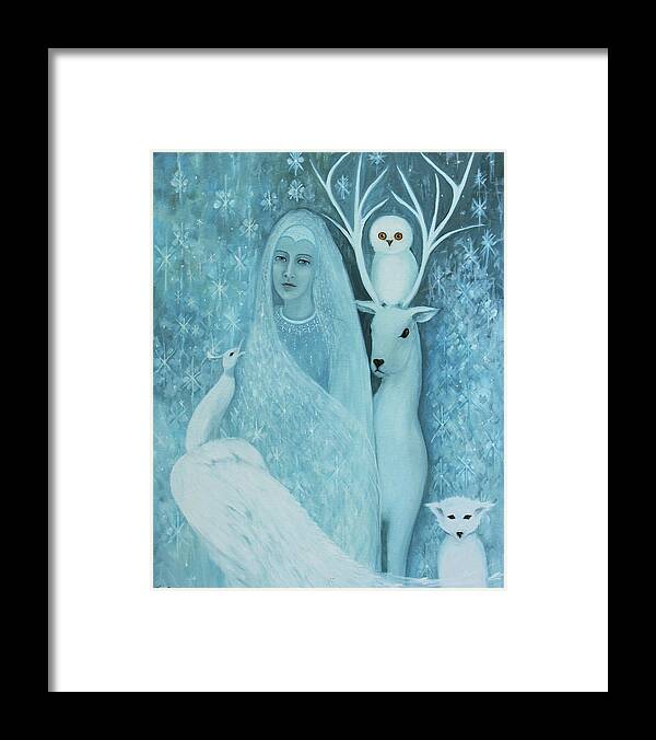 Woman Framed Print featuring the painting Winter Lady by Tone Aanderaa