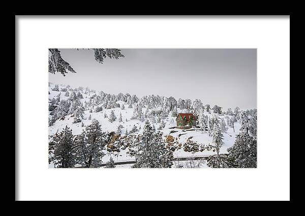 Michalakis Ppalis Framed Print featuring the photograph Winter landscape Troodos mountains Cyprus by Michalakis Ppalis