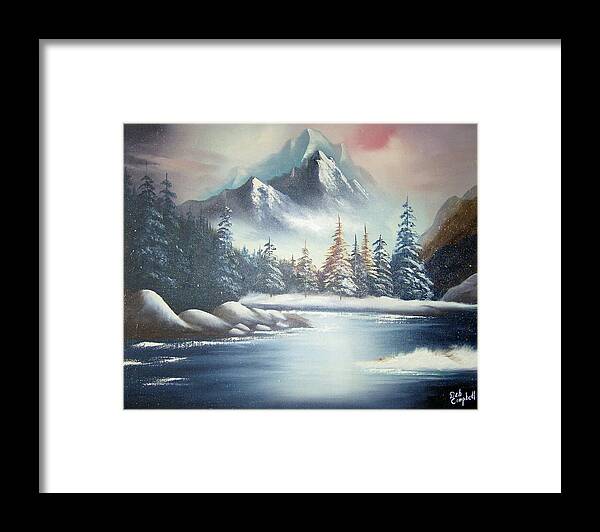 Mountains Framed Print featuring the painting Winter Mountain by Debra Campbell