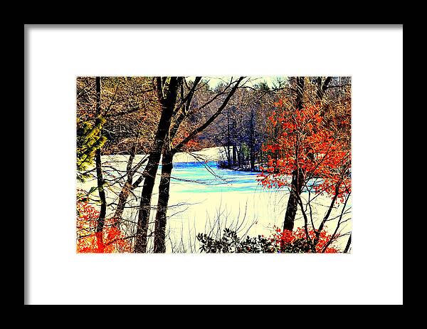 Akeview Framed Print featuring the digital art Winter On Farrington Lake by Aron Chervin