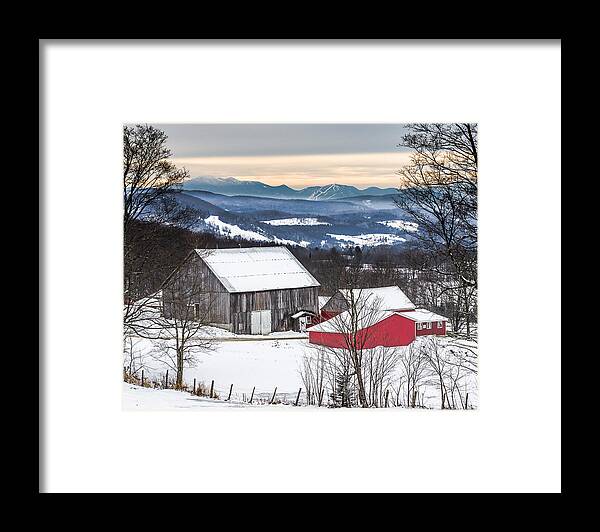 Barn Framed Print featuring the photograph Winter on the Farm on the Hill by Tim Kirchoff