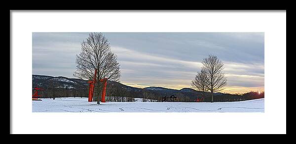 Sculpture Framed Print featuring the photograph Winter Panorama Of Storm King Art Center by Angelo Marcialis