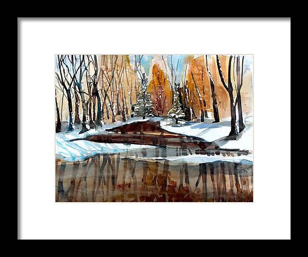 Woods Framed Print featuring the painting Winter Reflections by Mindy Newman