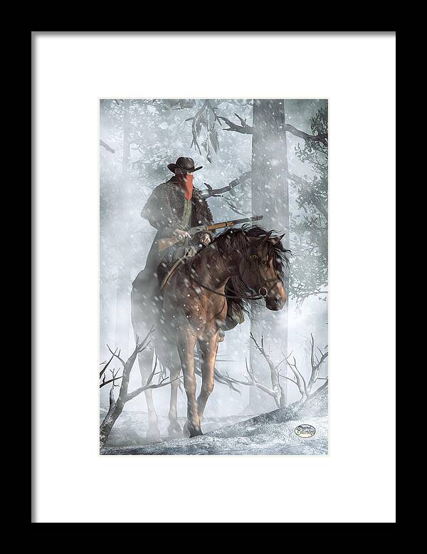 Winter Rider Framed Print featuring the digital art Winter Rider by Daniel Eskridge