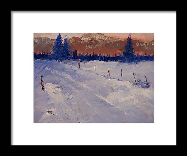 Winter Framed Print featuring the painting Winter Road by Robert Bissett