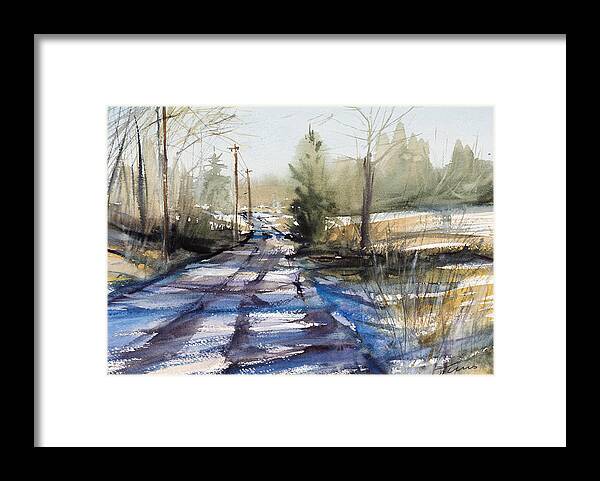 Upstate Framed Print featuring the painting Winter Shadows by Judith Levins
