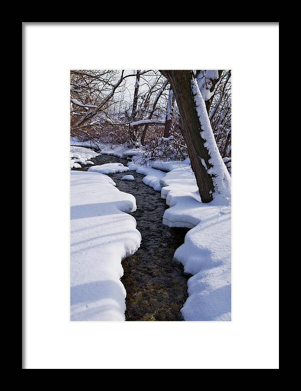 Landscape Framed Print featuring the photograph Winter Stream and Shadows by Allan Van Gasbeck