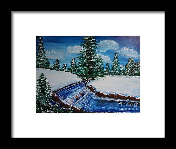 Trees Framed Print featuring the painting Winter Stream by Jimmy Clark