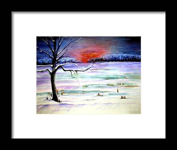 Ice Framed Print featuring the painting Winter Sun by Sandy Ryan