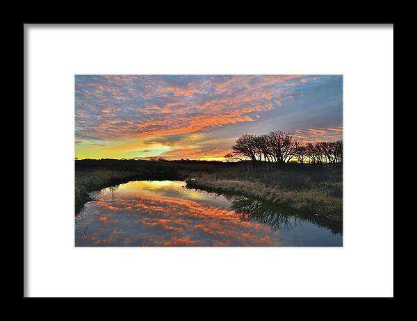Glacial Park Framed Print featuring the photograph Winter Sunrise on Nippersink Creek in Glacial Park by Ray Mathis