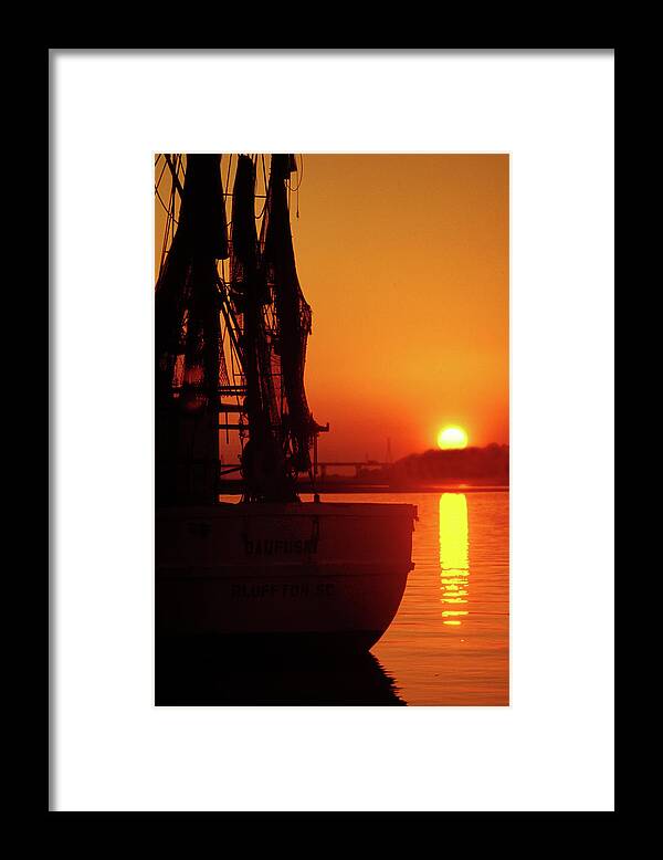 Boat Framed Print featuring the photograph Winter Sunset Hilton Head by Jerry Griffin