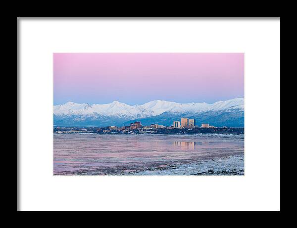 Alaska Framed Print featuring the photograph Winter Sunset over Anchorage, Alaska by Scott Slone