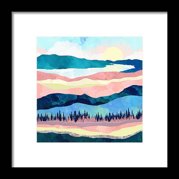 Winter Framed Print featuring the digital art Winter Sunset by Spacefrog Designs