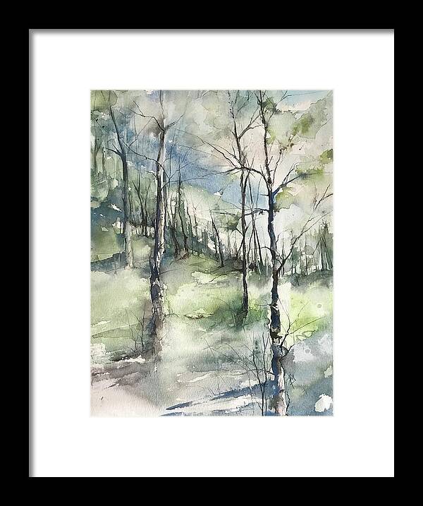 Watercolor Framed Print featuring the painting Winter to Spring by Robin Miller-Bookhout