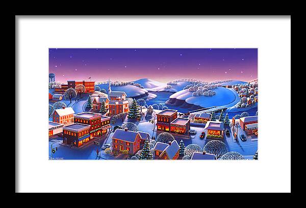 Winter Town Scene Framed Print featuring the painting Winter Town by Robin Moline