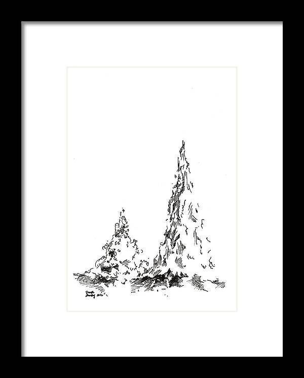 Trees Framed Print featuring the drawing Winter Trees 2 - 2016 by Joseph A Langley