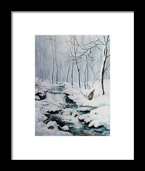 Winter Woods Framed Print featuring the painting Winter Whispers by Hanne Lore Koehler