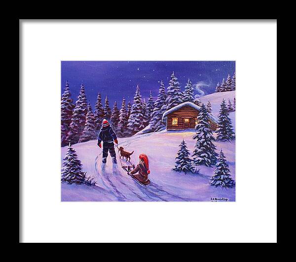 Winter Framed Print featuring the painting Winter's Cheer by Ed Breeding