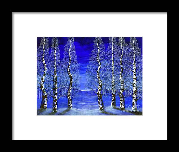 Rebecca Framed Print featuring the painting Winters Raven Aspen by Rebecca Parker