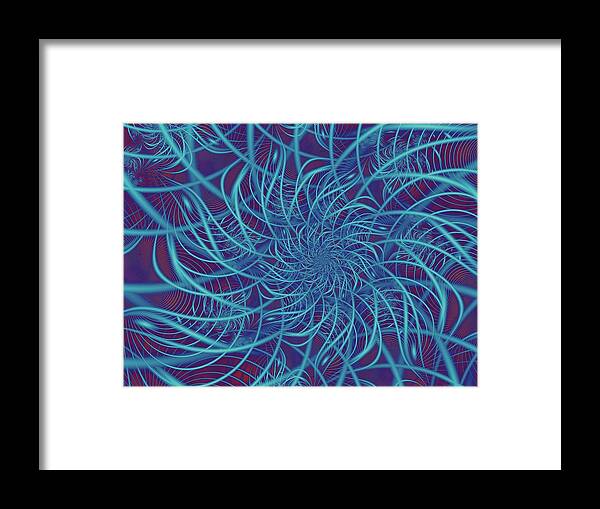 Fractal Framed Print featuring the digital art Wired in Blue by Richard Ortolano