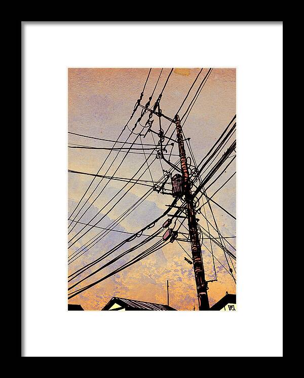 Giuseppe Cristiano Framed Print featuring the drawing Wires up by Giuseppe Cristiano