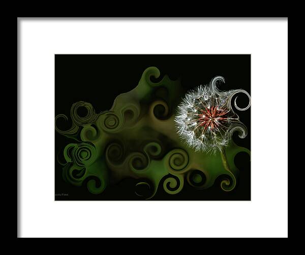 Dandelion Framed Print featuring the mixed media WISH Dandelion Art by Lesa Fine by Lesa Fine