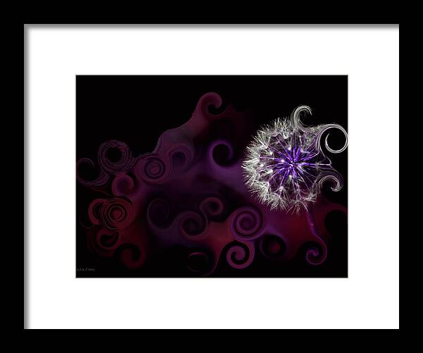 Dandelion Framed Print featuring the mixed media Dandelion Art Purple by Lesa Fine by Lesa Fine