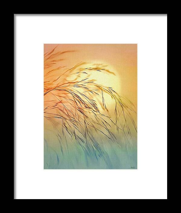 Sun Framed Print featuring the digital art Wispy Sunset by Nina Bradica