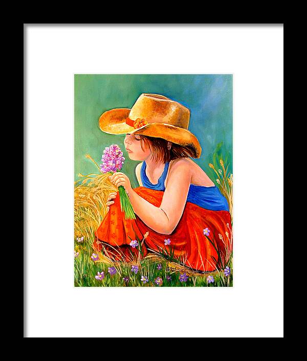 Child Framed Print featuring the painting With These Hands--Wonder by Carol Allen Anfinsen