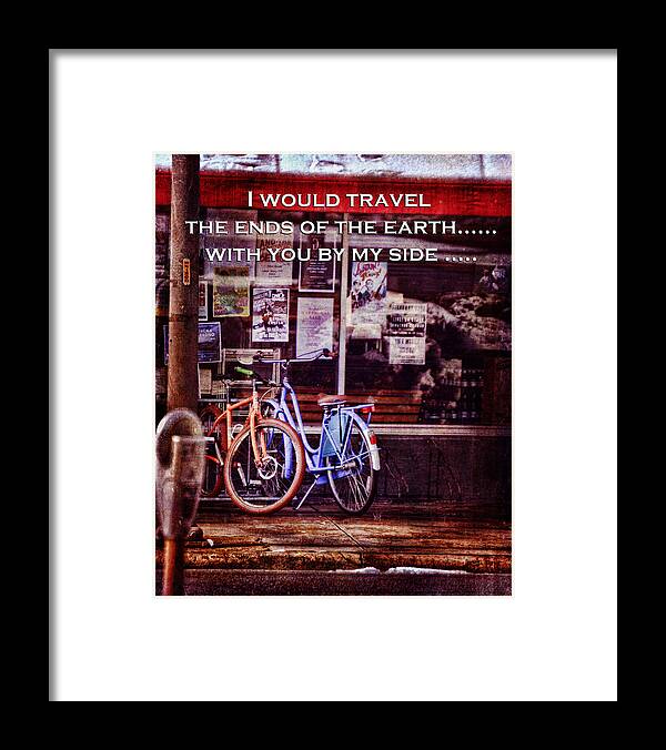 Bicycle Framed Print featuring the mixed media With You By My Side by Lesa Fine