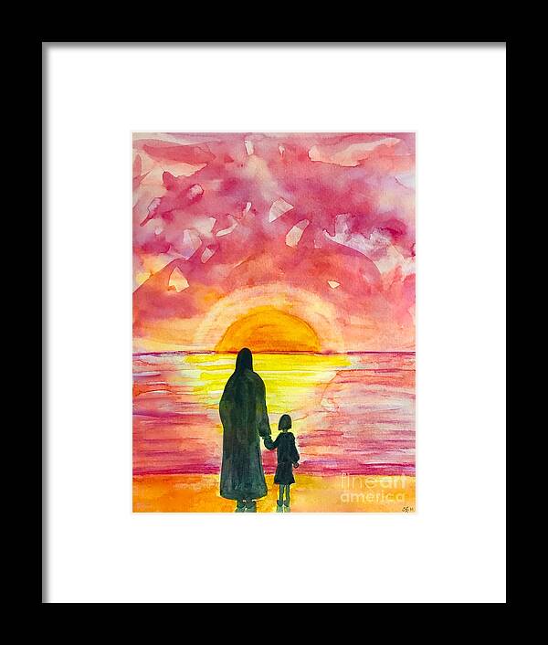 Sun Rise Framed Print featuring the painting With you by Wonju Hulse