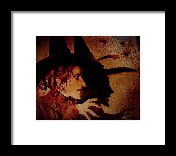 Ryan Almighty Framed Print featuring the painting WIZARD OF OZ WICKED WITCH - fresh blood by Ryan Almighty