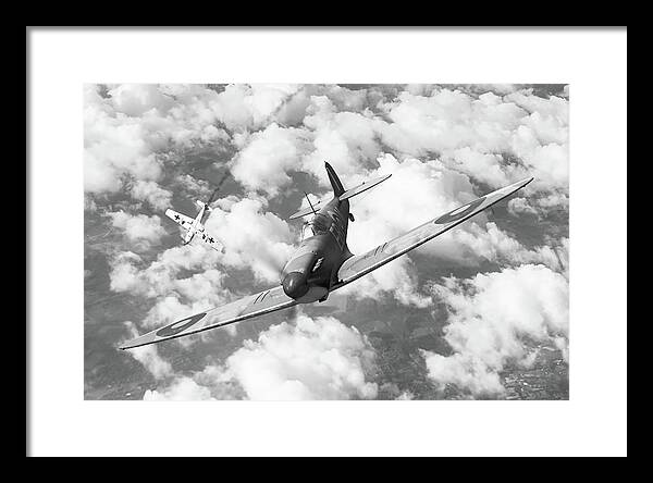 Royal Air Force Framed Print featuring the digital art Wolf at the Gates - Monochrome by Mark Donoghue