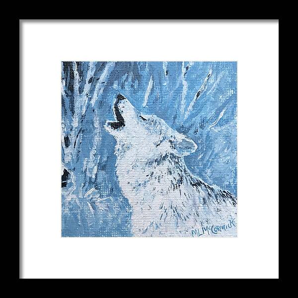 Wolf Framed Print featuring the painting Wolf of the Tetons by ML McCormick