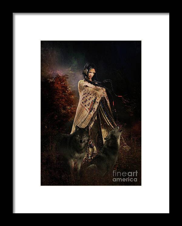 Wolf Song Framed Print featuring the mixed media Wolf Song by Shanina Conway