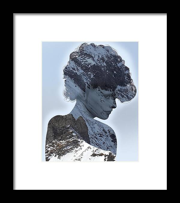 Portrait Framed Print featuring the photograph Woman and A Snowy Mountain by Anthony Murphy