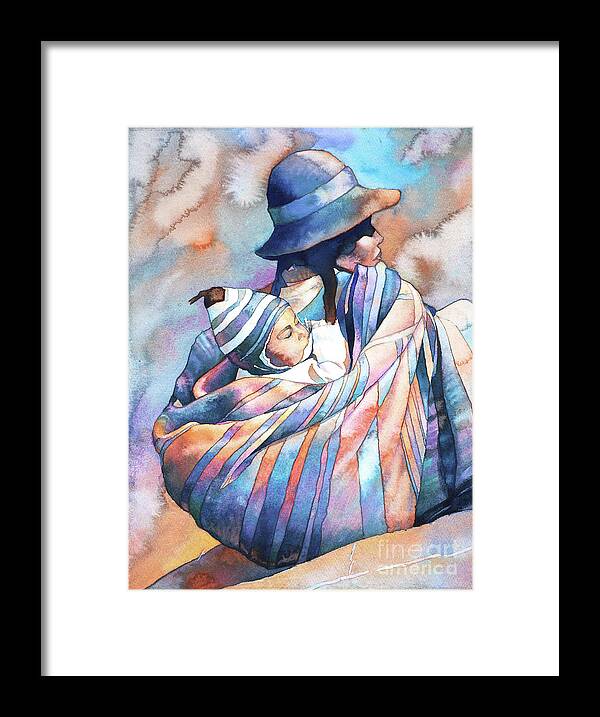 Art For House Framed Print featuring the painting Woman and Child- Peru by Ryan Fox