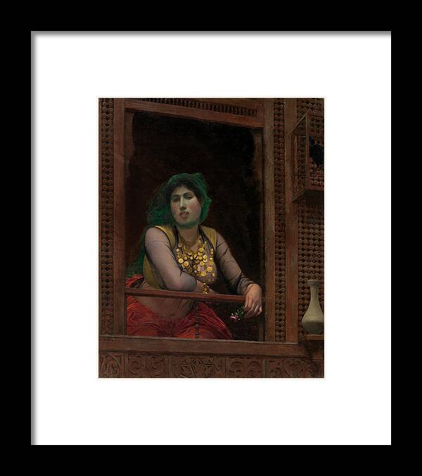 Jean-leon Gerome Framed Print featuring the painting Woman at a Balcony by Jean-Leon Gerome