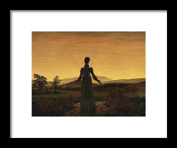 Woman Before The Rising Sun Framed Print featuring the painting Woman Before The Rising Sun by MotionAge Designs