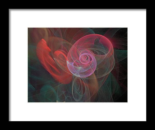 3-d Fractal Framed Print featuring the digital art Woman Heart with Moon Shell by Ronda Broatch