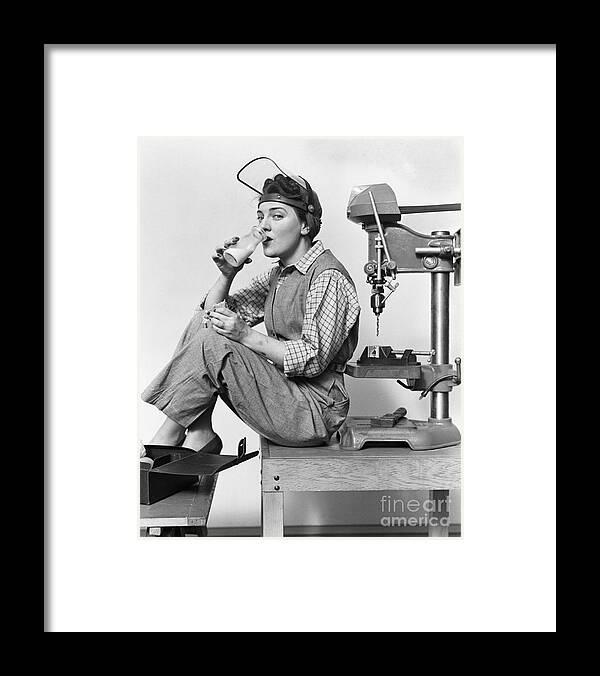 1940s Framed Print featuring the photograph Woman On Lunch Break, C.1940s by H. Armstrong Roberts/ClassicStock