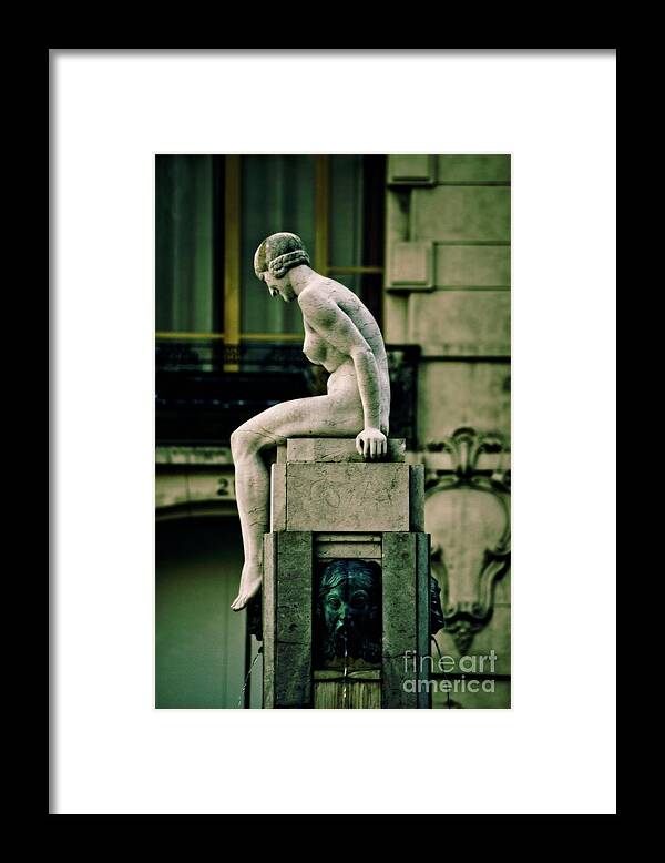 Statue Framed Print featuring the photograph Woman on the Fountain by Mary Machare