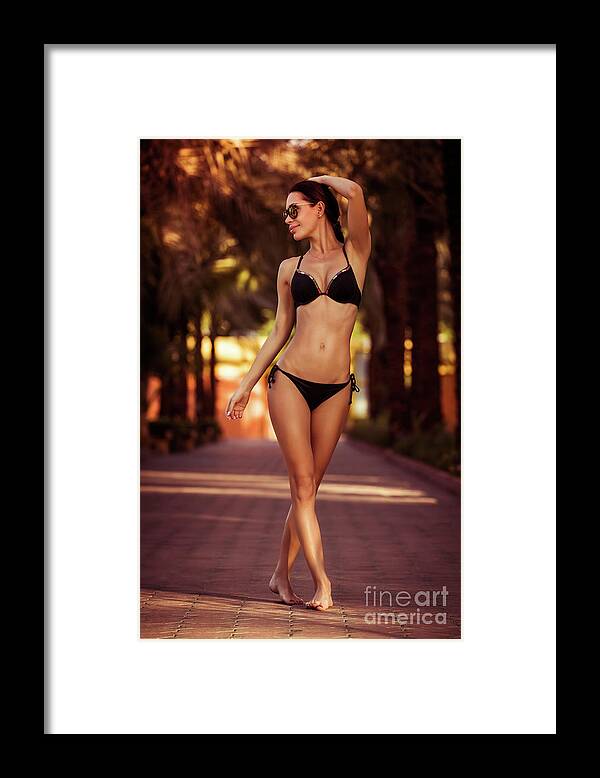 Bikini Framed Print featuring the photograph Woman perfect body by Anna Om