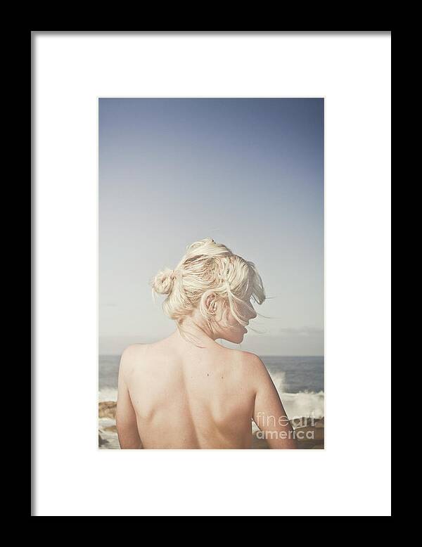 People Framed Print featuring the photograph Woman relaxing on the beach by Jorgo Photography